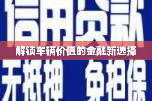 宁河解锁车辆价值的金融新选择